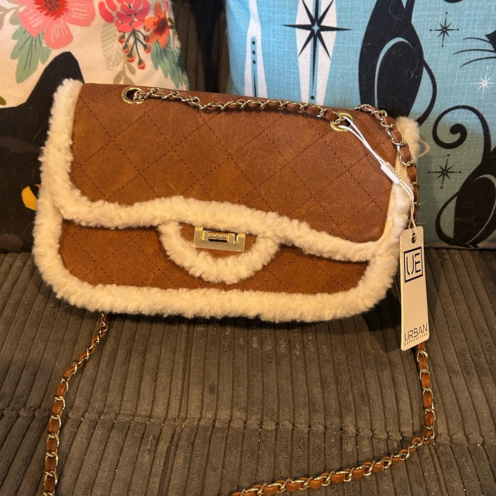 Urban Expressions Tan Quilted Crossbody Bag
